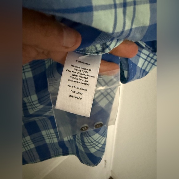 Talbots Blouse Womens Large Button Up Blue Plaid Long Sleeve Shirt 100% Cotton - Picture 5 of 6